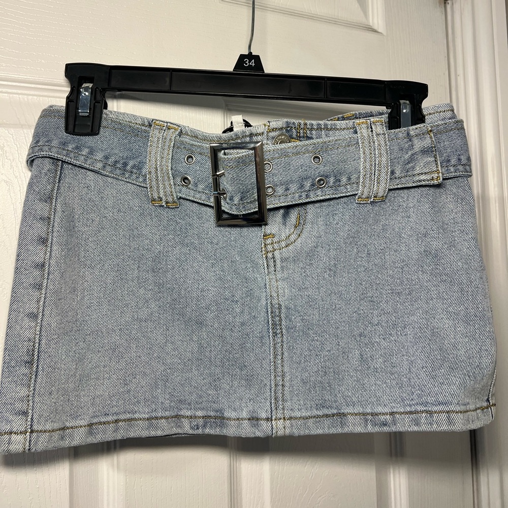 Fashion Nova Light Blue Denim Mini Skirt